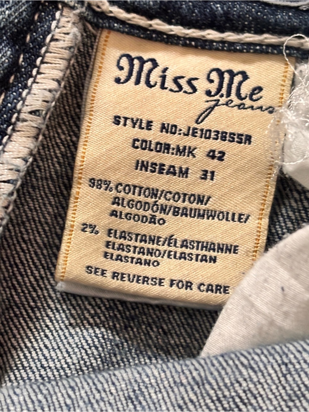 Miss Me Signature Skinny Rhinestone Stretch Jeans Low Rise  26X31 - Picture 10 of 11